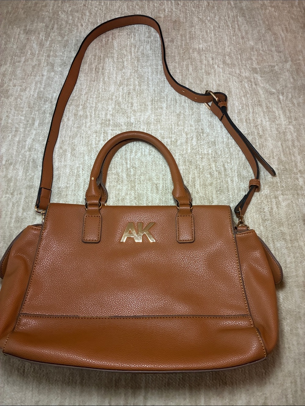 Pebbled Leather Satchel in Cognac Brown‎